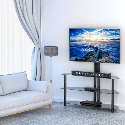 Meuble télé multifonctionnel pour écran de 32 à 65 po - Support télé réglable en hauteur - Meuble télé de coin - Meuble audio-vidéo (00187)