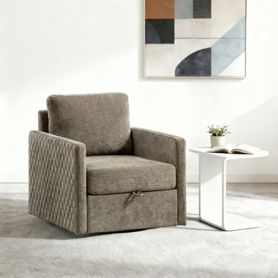 Fauteuil pivotant rembourré avec rangement 29,5 po