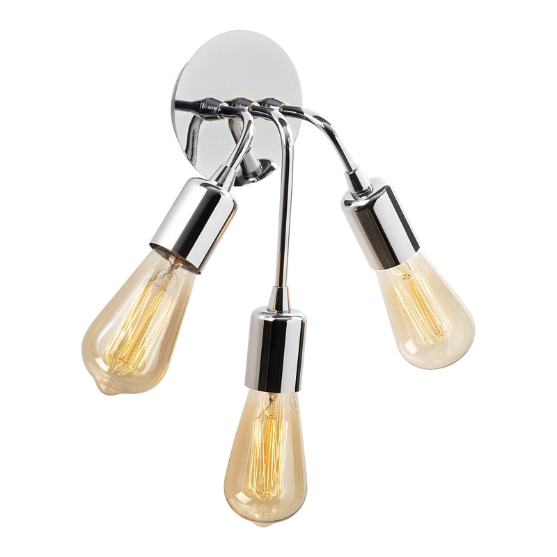 Modern Chrome Wall Lamp, 8.7 in Diameter x 11.0 in Height | Durable Iron Body, 3 x E27 Socket (Max 40W) | Elegant Silver Finish, Stylish Lighting for Home & Office, IP20 Rated, Ideal for Contemporary Decor