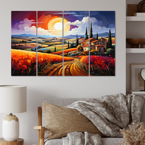Charlton Home® Italy Tuscan Vineyards IV On Canvas 4 Pieces Print | Wayfair