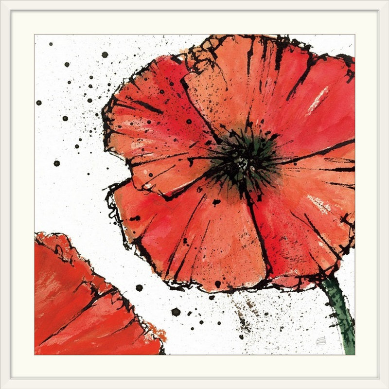 « on white iv » chris paschke, reproduction d’art Not a California Poppy, H 28 x l 28 po x P 1 po, Cadre blanc