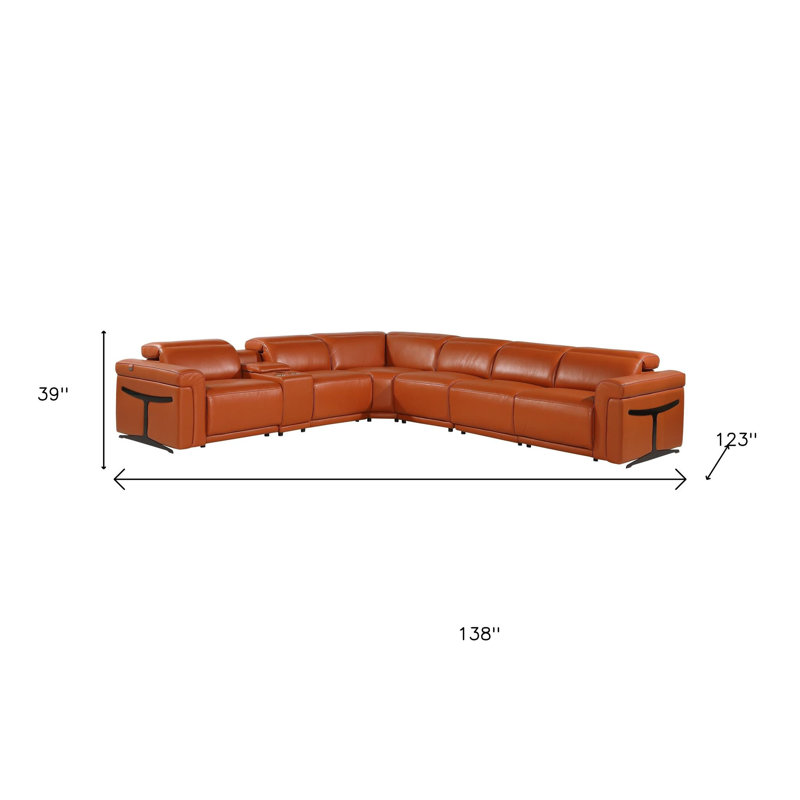 Canapé modulaire en L sept pièces Camel