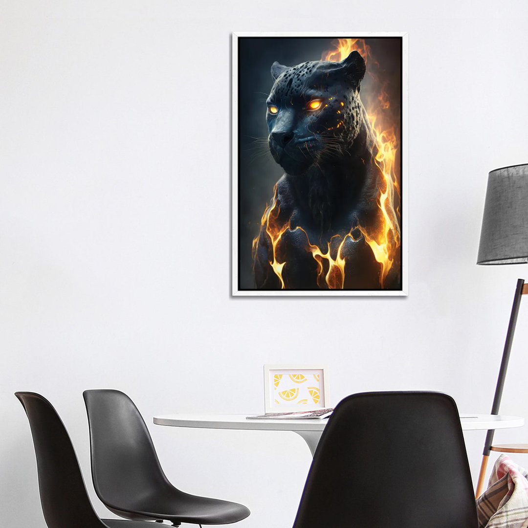 Black Panther Flames von Zenja Gammer - Galerie-verpackte Leinwand Giclée auf Leinwand