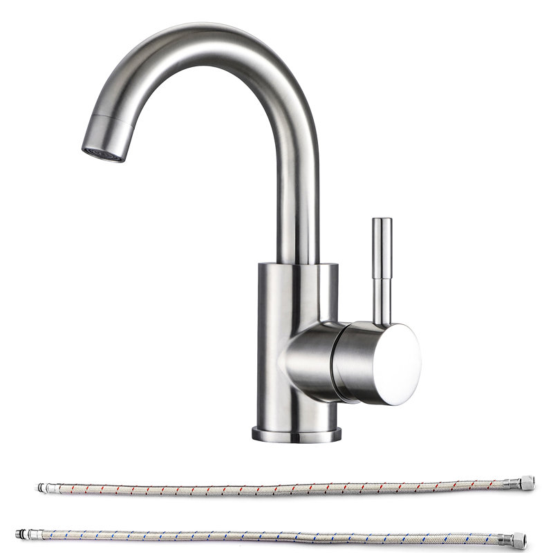 Robinet pour salle de bain à poignée simple en nickel brossé - offrant un design élégant et fonctionnel avec une finition à éraflures