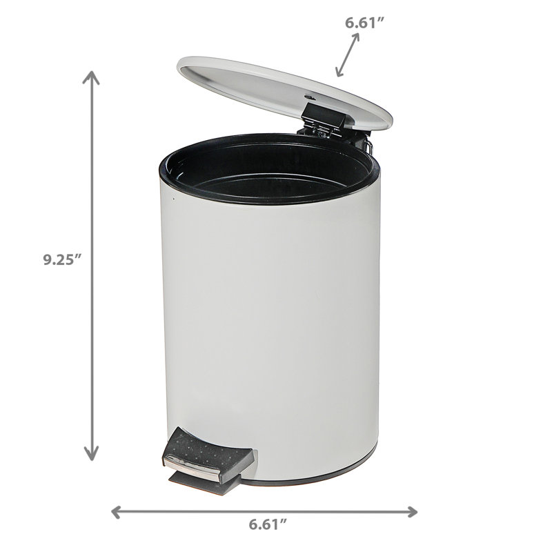 Poubelle à pédale ronde en acier inoxydable, Blanc, 3L