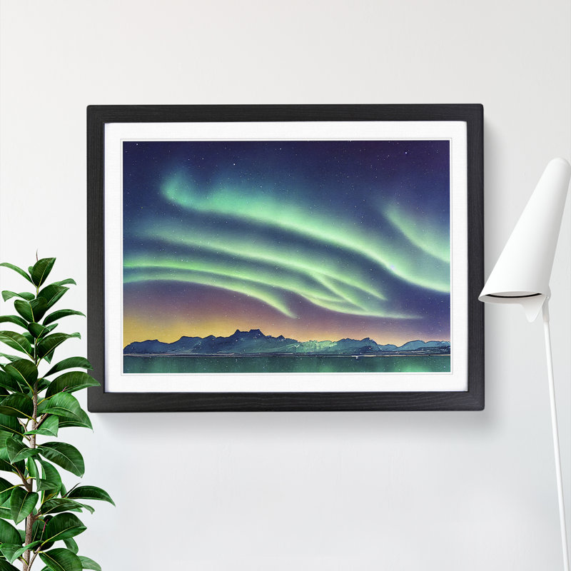 XH1022-6429X Northern Lights Vol.1 - Single Picture Frame Print, Black, 25cm H x 34cm W x 2cm D