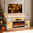 Mirrored TV Stand with Electric Fireplace, Drawers and Storage Space, Modern Entertainment Center with Crushed Diamond