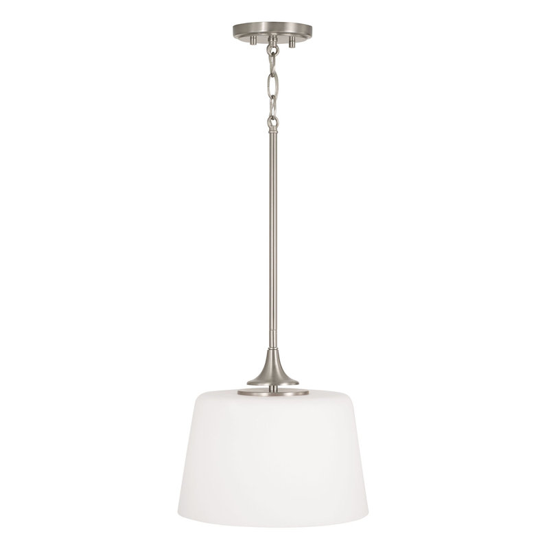 1 - Light Single Pendant, Brushed Nickel