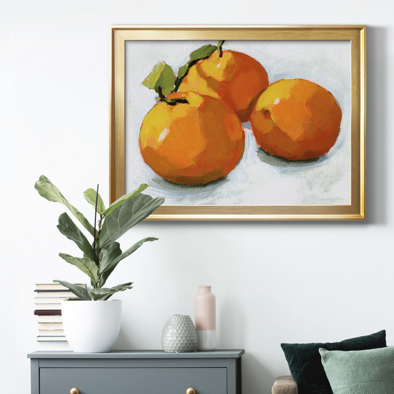 Citron Grouping I, toile encadrée de qualité supérieure - prête à être accrochée, H 26,5 po x l 36,5 po x P 1 po, Cadre doré