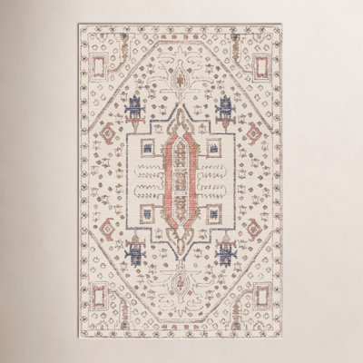Murphie Ivory Red Hand-Tufted Oriental Rug