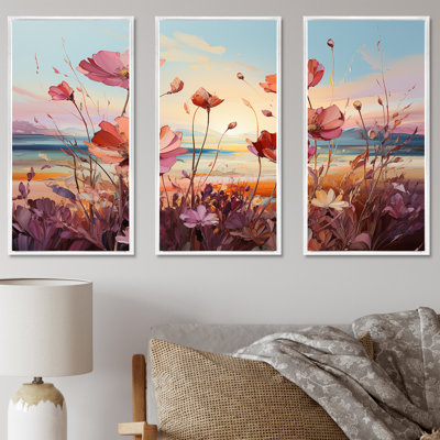 «Wildflowers Beach Sunset - Wildflowers», ensemble de reproduction d'art mural