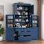 Grand garde-manger autoportant avec tablettes réglables, tablettes de porte, tiroirs et porte-bouteilles-616253458