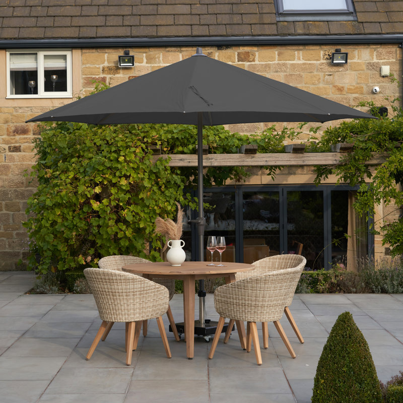 Hatten Riva Traditional Round Parasol, 262cm H x 350cm W x 350cm D, Grey