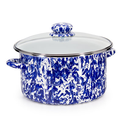 Golden Rabbit Cobalt Swirl 6 Quarts Non-Stick Enamelware Stock Pot