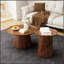 Ensemble de 2 tables basses rondes, grandes et petites tables centrales et d'appoint en bois, finition noyer moderne pour le salon et le bureau