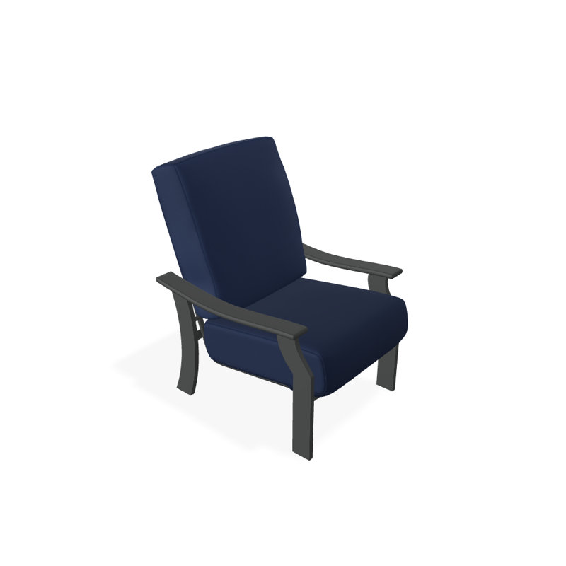 St. Catherine Outdoor Lounge Chair, Canvas Navy Sunbrella® Canvas, Textured Graphite