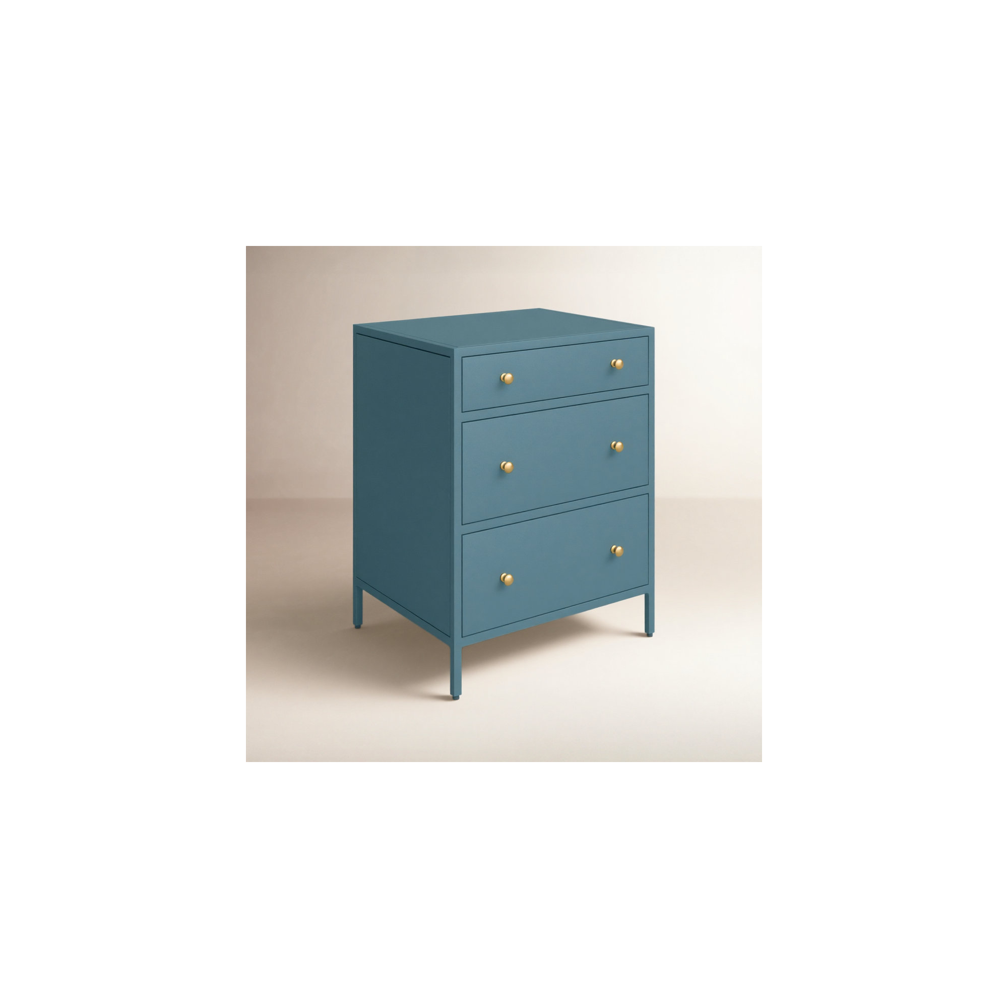 Springer 3 - Drawer Iron Nightstand in Black, Blue