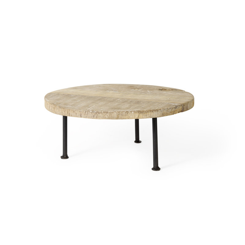 15" Light Brown And Black Round Solid Wood Handmade Riser Tray
