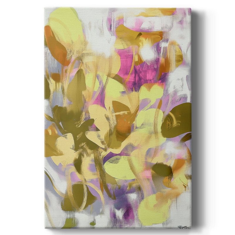 Floral avec toile tendue avec châssis CCLV III - Prêt à être accroché - Fabriqué aux États-Unis, H 18 po x l 12 po