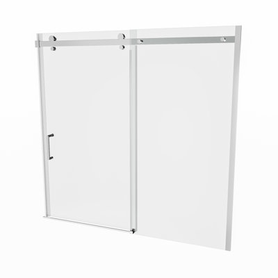5/16 po  Verre trempé transparent résistant de 8 mm pour porte de baignoire semi-coulissante 56 x l 60 x H 56 po, rouille, fixation murale, porte à fonctionnement en douceur avec verre, quincaillerie antirouille, entièrement