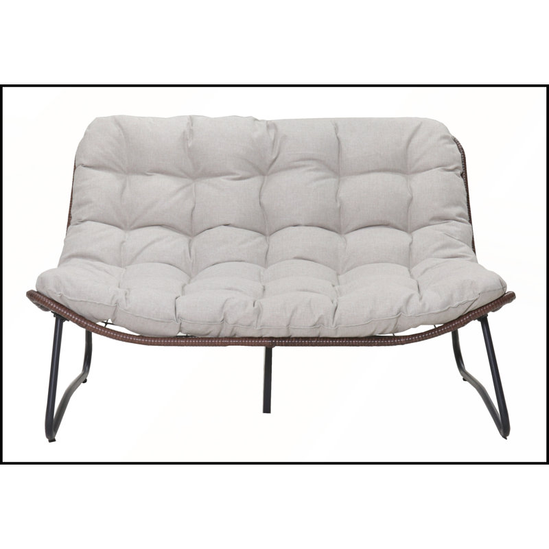 Patio Loveseat Sofa with All-Weather Wicker and Thick Cushions