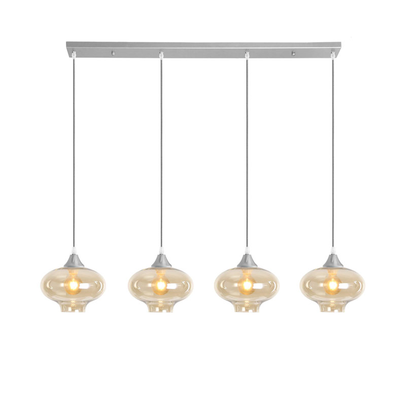 Martelly 4 - Light Kitchen Island Pendant, Silver, Amber