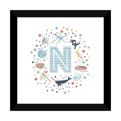 Lettre illustrée N bleue - impression
