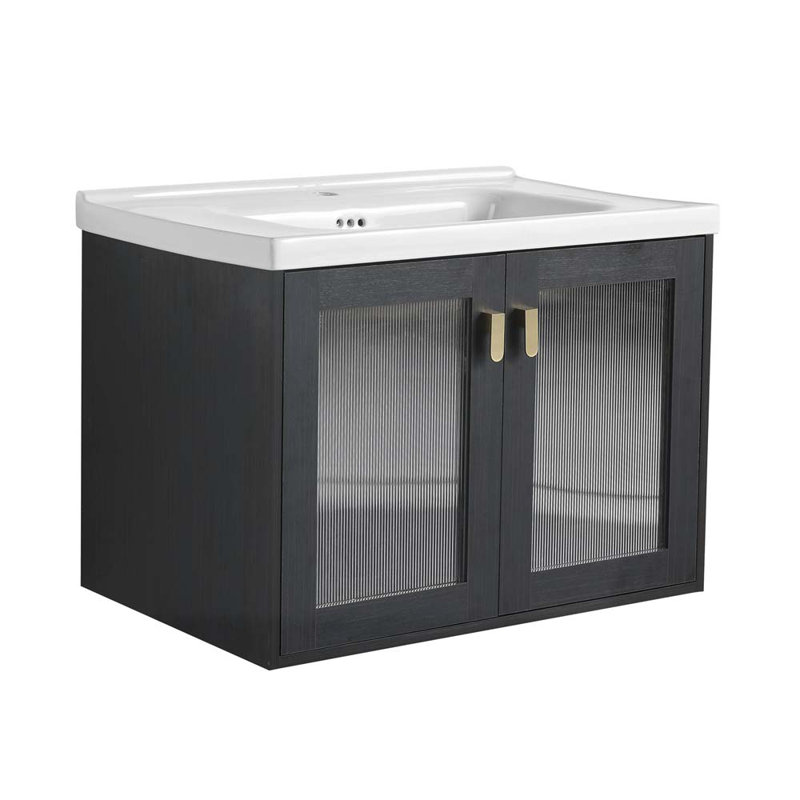 Arlynne 27.91 " W Free Standing Wall Mounted Single Double Single Vanity Bathroom Vanity With Ceramic Top