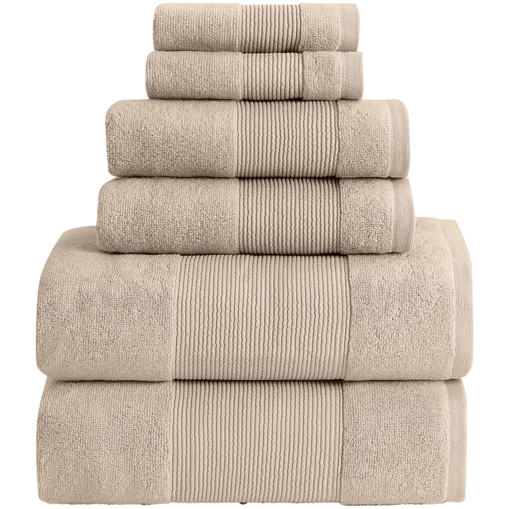 6-Piece Zero-Twist Cotton Towel Set, Sand