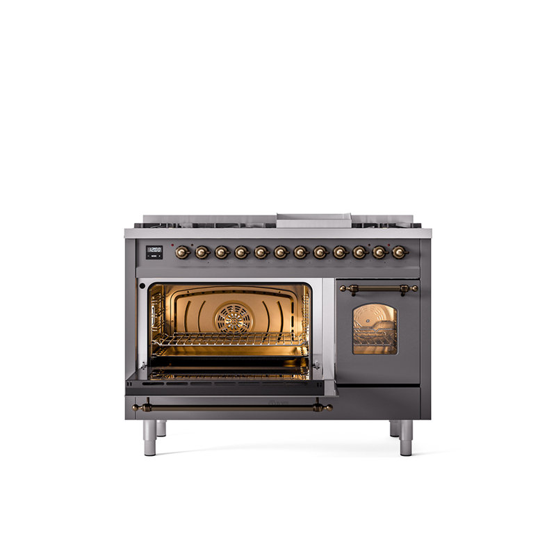 ILVE Nostalgie II 48 Dual Fuel Range , Graphite Matte/Bronze, Natural Gas