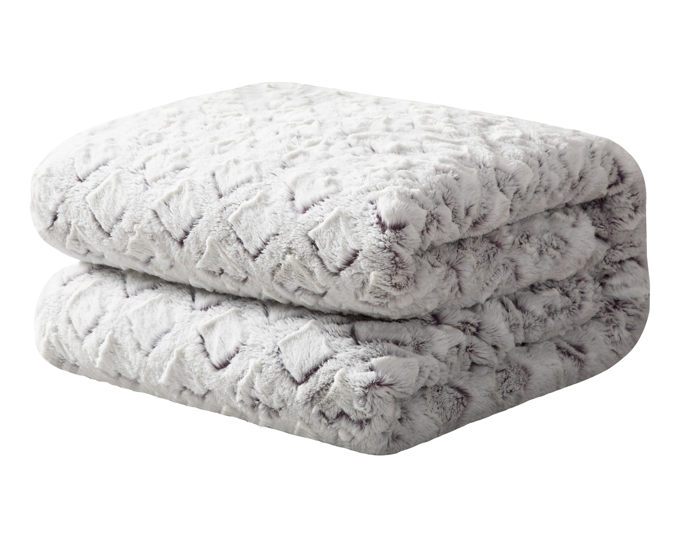 DaDa Bedding Coral Peach Rose Faux Fur Throw Blanket - Dreamy Geometric Embossed Sherpa Backside - Super Soft Warm Cozy Plush Fluffy