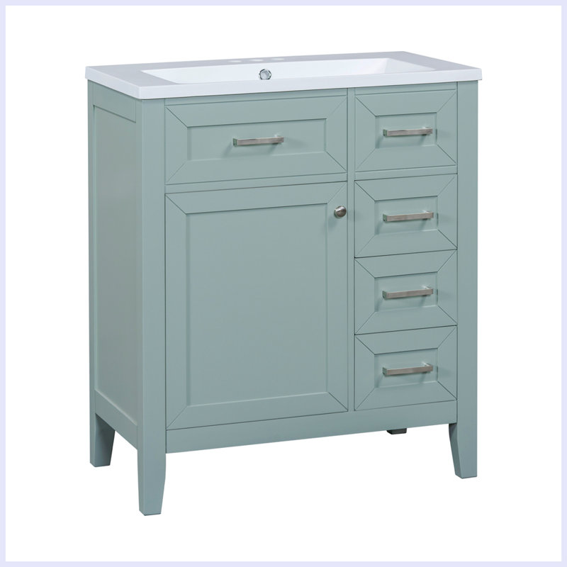 Ensemble de meuble-lavabo moderne avec lavabo et tiroirs, Vert