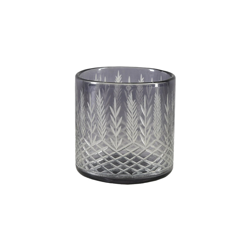 Palm Etched Glass Hurricane – Dual-Purpose Design, Elegant Artisanal Craftsmanship, Candle Holder, Flower Arrangment, Floral Vase, Table Centerpiece