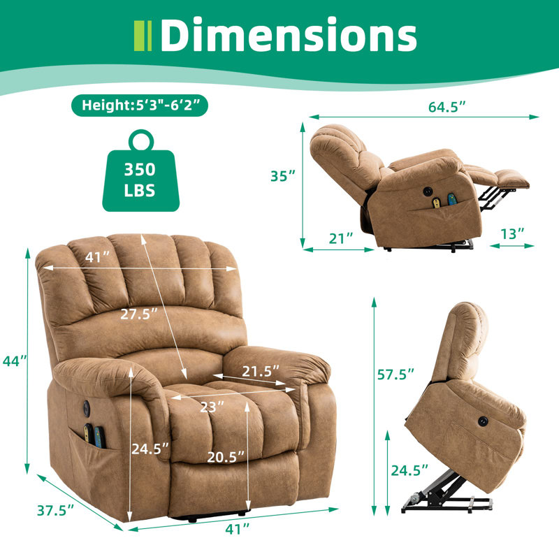 Fauteuil inclinable électrique Meetwarm, Micro suède sable