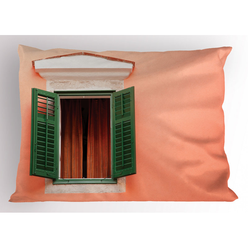 Taie décorative en microfibre de polyester vert / orange, Lit simple