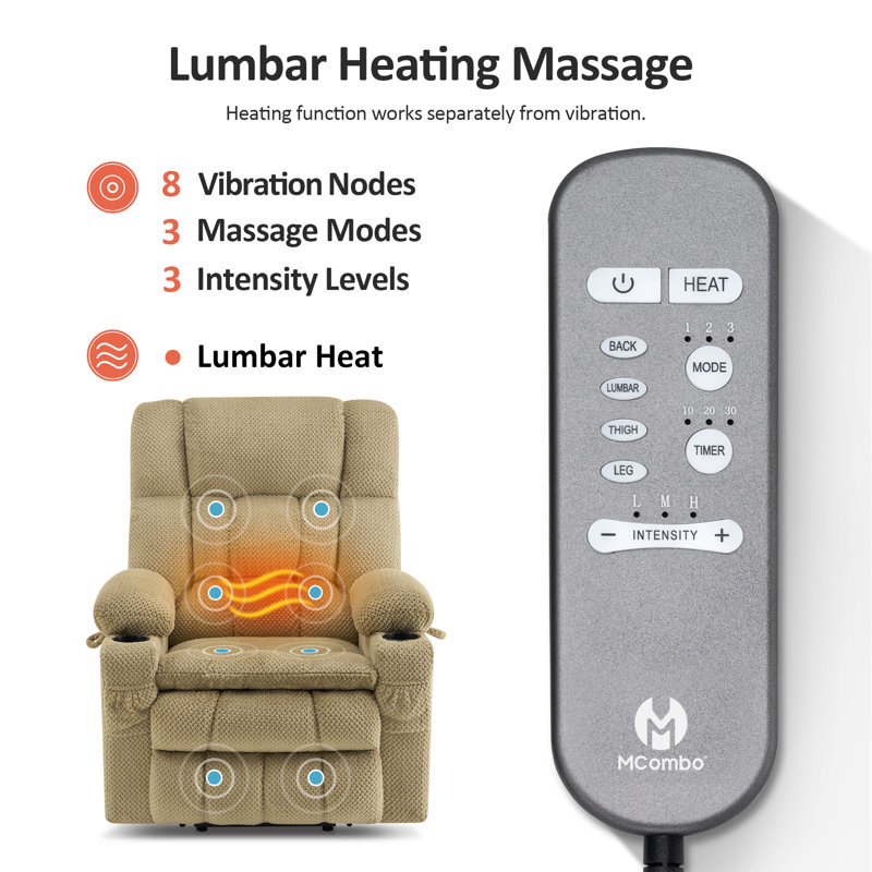 Dual Motor Power Recliner Lift Chair with Massage and Heat, Infinite Position, Beige