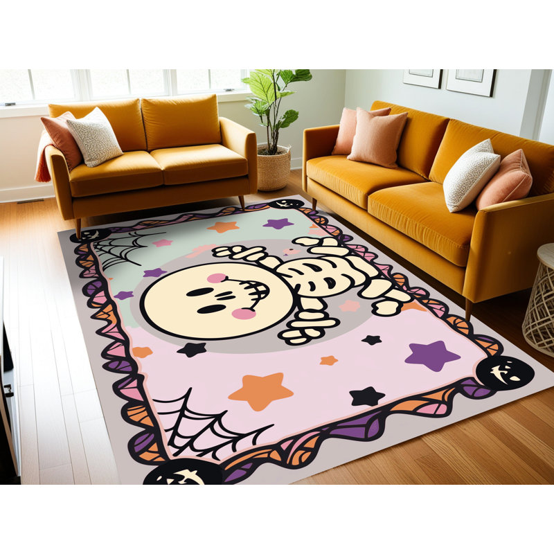 Tapis de Noël lavable The Holiday Aisle® Halloween, Rectangle 7 pi x 9 pi