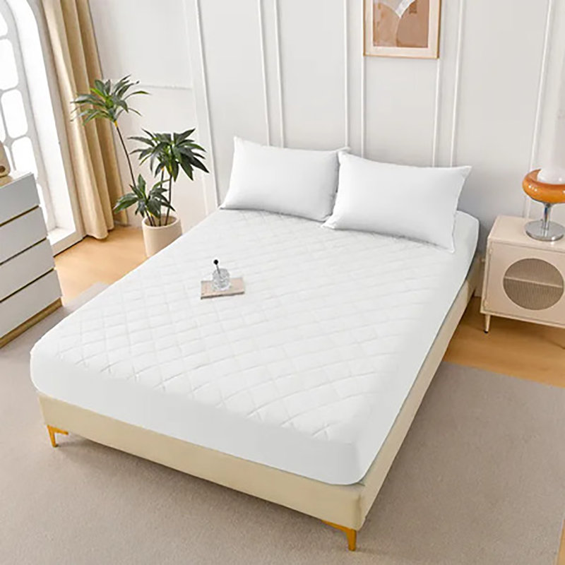 Protège-matelas imperméable à motif de losanges, Lit double , Blanc