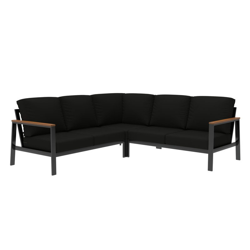 Ensemble de conversation modulaire d'extérieur Townsend pour 5 personnes avec coussins Sunbrella®, Toile Sunbrella® noir
