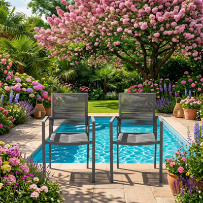 Christopher Knight Home 21.25" W x 21.75" D x 35" H Aluminum with Rope Weave Dining Chair (Set of 2)