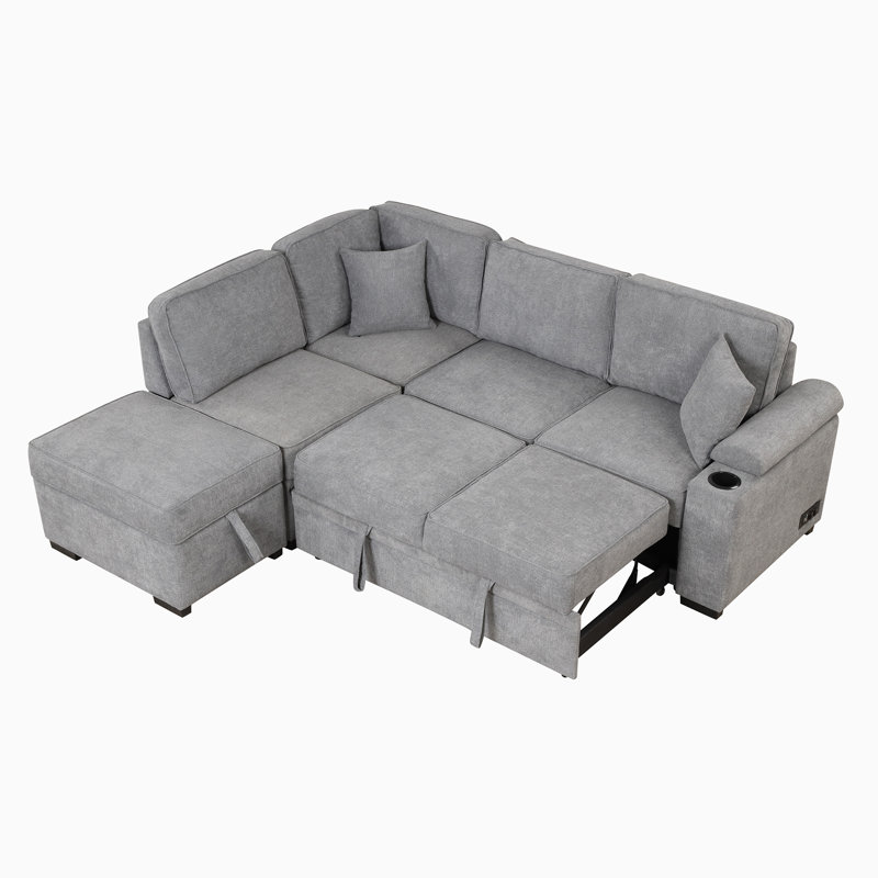 Canapé-lit Perse 87,3 po, Mélange de lin gris