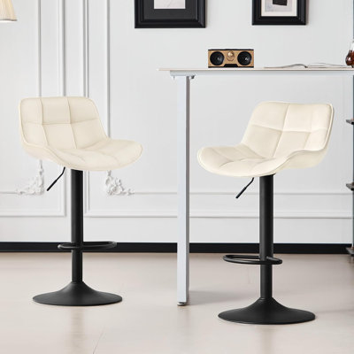 Stace Swivel Upholstered and Velvet Adjustable Height Bar Stool with Steel Frame