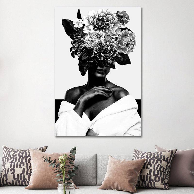 Woman With Flower II In Black And White by Danilo De Alexandria - Wrapped Canvas Gallery-Wrapped Canvas Giclée