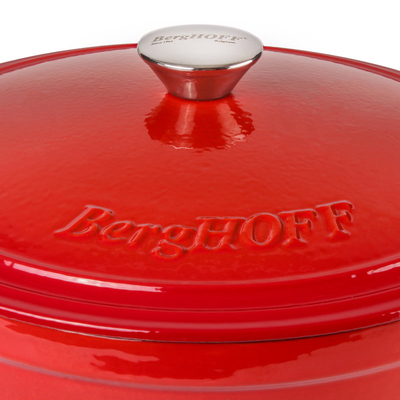 BergHOFF Neo 4pc Cast Iron Cookware Set with 3Qt. and 7Qt. Covered Dutch Ovens, Red