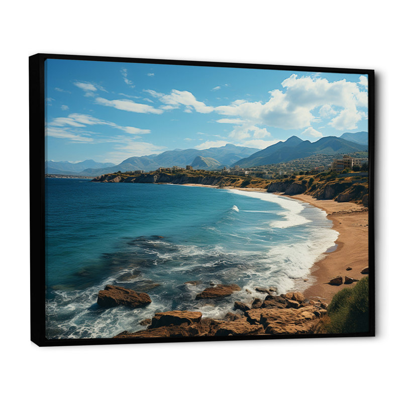 " Greece Olympian Coast ", Black Floater Framed, 30" H x 40" W x 1.5" D