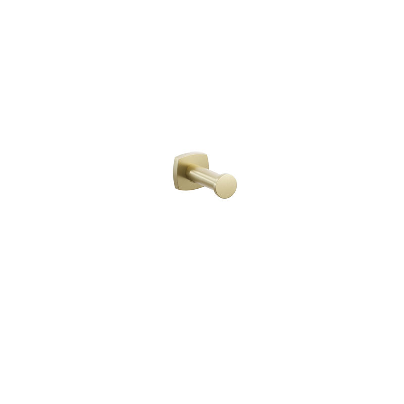Emtek Modern Tubular Single Robe Hook with Rosette w/ Soft Square Rosette, Satin Brass