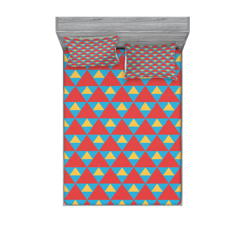 Microfiber Geometric Sheet Set, Queen Sheet Set with Fitted Sheet