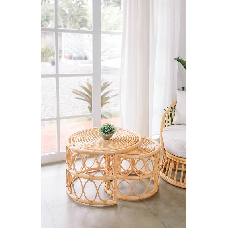 Ensemble de 2 tables basses en rotin naturel Damont