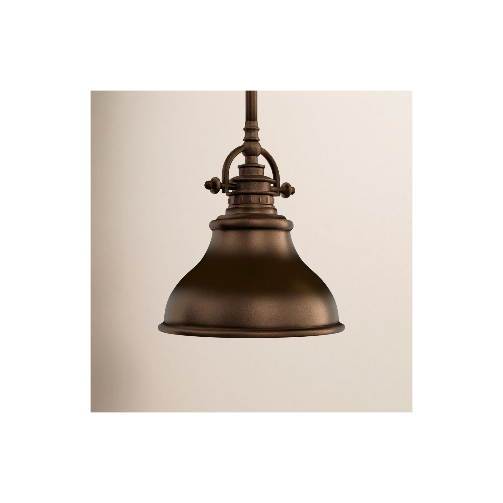 Single Light Metal Dimmable Pendant, Palladian Bronze, 9" H x 8" W x 8" D