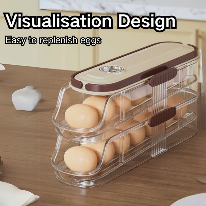 Porte-œuf 2 étages pour réfrigérateur à roulement automatique avec couvercle